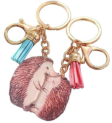 FUKAJOMFEN Lot de 2 porte-clés en acrylique avec breloque hérisson pour couple - Accessoires pour sac à main, a
