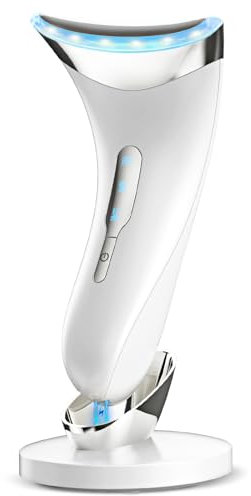 Appareil Massage Visage Anti Rides: Masseur Facial Double Menton de Beauté Electrique avec Lifting EMS Massage Thermique à 45℃ - 3 Modes LED Appareil de Beauté - Raffermissement du Visage et du Cou