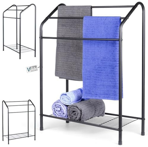 Vilde Handtuchhalter Handtuchständer Ständer für Handtücher aus Metall schwarz