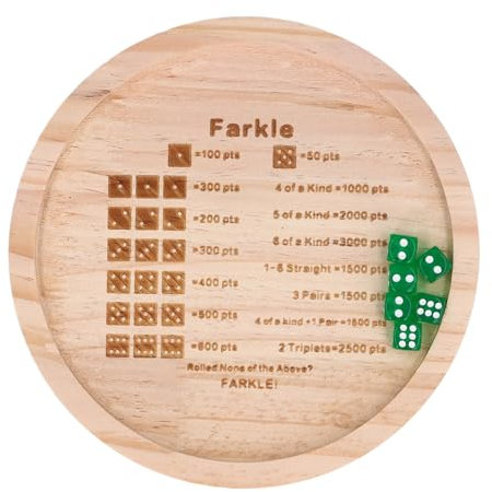 Zerodis Farkle Würfeltablett, Zur Verbesserung der Mathematischen Fähigkeiten, Würfeltablett aus Holz, Unterhaltsam, Leicht zu Lesen für Familienspiele (Rund 18 cm)