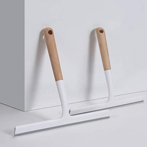 DSNMYO Escobilla de Goma para Ventana de Ducha con Mango de bambú Natural, diseño Moderno y Elegante, Madera, Limpiador de Vidrio para Ventanas de Exterior Multiusos, Espejo de baño