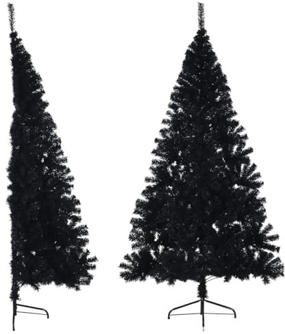 Somanki Künstlicher Halb-Weihnachtsbaum mit Ständer, Christmas Tree, Tannenbaum Künstlich, Tannenbaum Dekoration, Christbaum, Kunstbaum, Schwarz 240 cm PVC