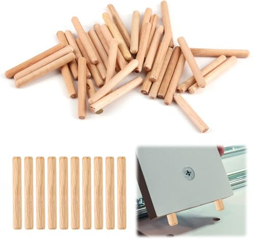 brileze Lot de 50 chevilles en bois - 6 mm x 50 mm - Pour placard, tiroir, armoire, tiroir, travaux manuels