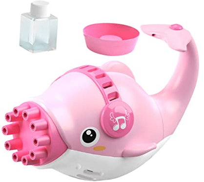 Vaguelly 1 Set Musik Seifenblasenmaschine Spielzeug Seifenblasenhersteller 10 Loch Seifenblasenmaschine Delphin Seifenblasengebläse Geburtstag Rosa