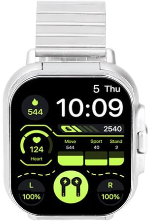 Dpofirs 2-in-1-Bluetooth-Ohrhörer für Männer und Frauen, Smartwatch mit Ohrhörern, Zum Laufen, Radfahren, Reisen, für OS 11.0+, Android 7.0+ (Silberner Stahl)