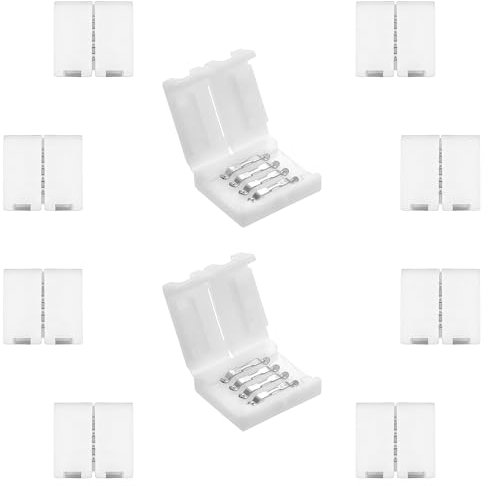 Foyods 44 Stück 4 poliger 10 mm LED Anschluss,Led Lichtstreifen Anschlüsse,LED-Verbinder zum Anschließen von Streifen,Unverdrahtete,lLückenlose,Lötfreie Adapter,Nicht Wasserdicht[Energieklasse A]