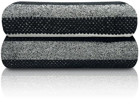 GC GAVENO CAVAILIA Black Hand Towels | Pack of 2 Royal Stripe Hand Towels For Bathroom | Super Absorbent Fast Drying Hand Towel Egyptian Cotton Black Towels Set | Spa Gym Guest Towels 50x80 Cm