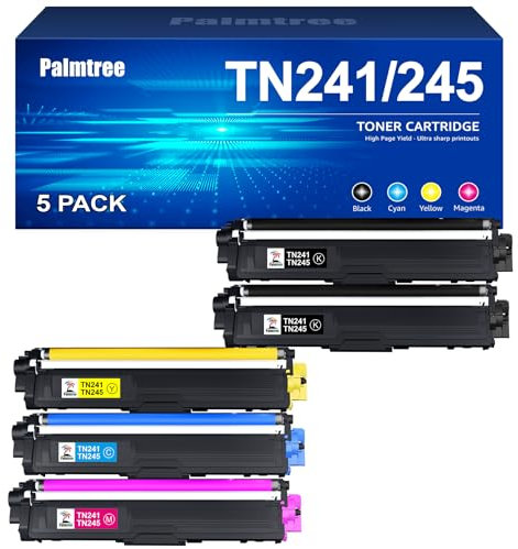 Palmtree TN241 TN245 Toner Kompatibel für Brother TN-241 TN-245 für Brother MFC 9332CDW Toner DCP 9022CDW MFC-9142CDN HL-3142CW DCP-9022CDW MFC-9332CDW DCP-9020CDW HL-3152CDW HL-3140CW (5er-Pack)