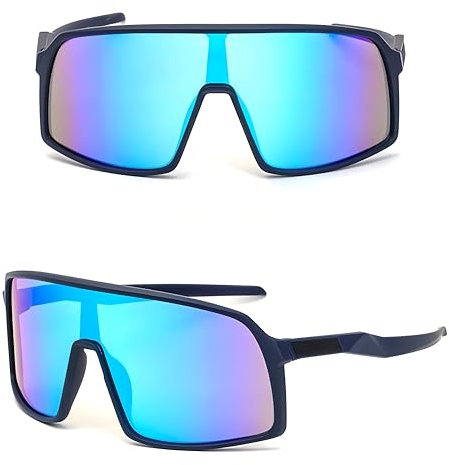 Zhenghebuy Schnelle Brille,Polarisiert Fahrradbrille,Sportbrille Radsport Brillen,Sonnenbrille Fahrrad für Outdoorsport,UV400-Schutz Sport-Sonnenbrille für Ski,Outdoorsport,Laufen,Angeln,Reiten(blue)