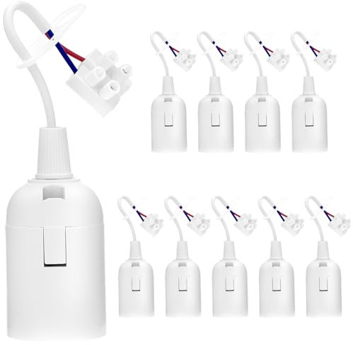 QWORK® 10 Pièces douilles E27, douille avec câble, douille de rénovation douille 4 A 250V, pour travaux de construction, cuisine, salon, blanc