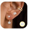 Dochais 3 Paar Ohrringe Silber 925 Set für Damen 14K Vergoldete Ohrring Ear Cuff Gold Hypoallergene Ohrringe Ohrstecker Zirkonia Klein Cartilage Knorpel Helix Conch Tragus Piercing Stil B