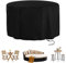 Abdeckung für Gartenmöbel-Set, wasserdicht, rund, für Stuhl, Tisch, Rattan, Sofa, 420D-Oxford-Gewebe, 60 x 40 cm, schwarz, winddicht und UV-beständig, reißfest