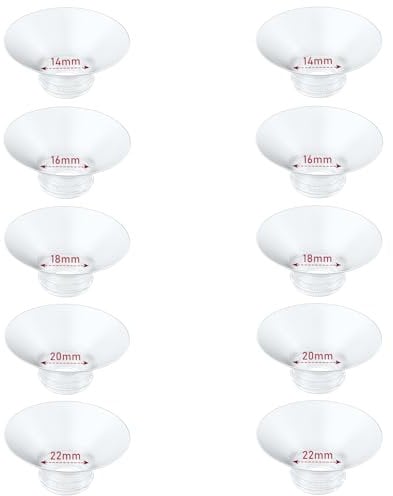 Pack of 10 flange inserts 14/16/18/20/22 x 2 for Momcozy M9/M6/M5/S12 Pro/V1 Pro/V2 Pro, for Nuliie/Medela/Kissbobo/Lansinoh/eufy/NCVI/Bellababy/Jheppbay/Lulia 24 mm breast pump