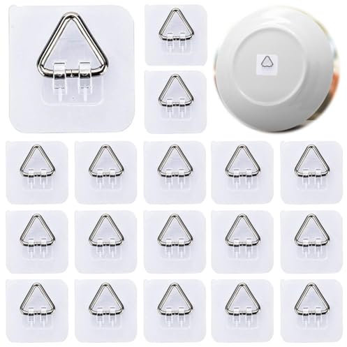18Pcs Wall Triangle Sticky Hook Invisible Adhesive Hanger Vertical for Plate Supplies Holders Picture Decor Wall