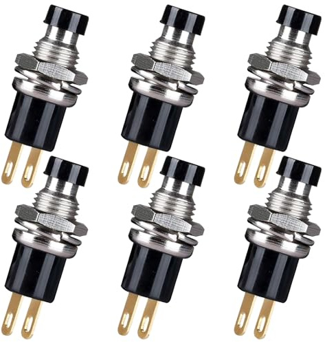 lcyen 6 Stück 7mm Mini Druckschalter & Drucktaster Selbsthemmender Messing-Mini Schalter mit 125V/3A 250V/1A für Auto, Boot & Arduino-Projekte Schutzklasse