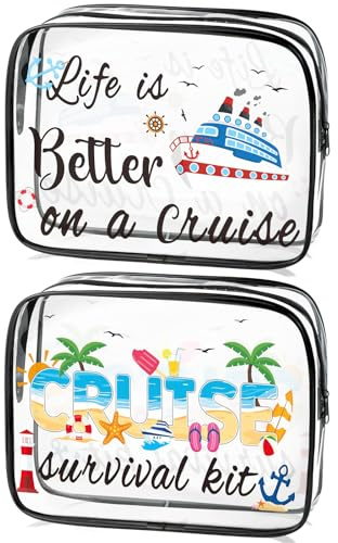 Kulturbeutel Transparent, 2 Stück Kosmetiktasche Durchsichtig, Sommer-Muster, wasserdichte PVC-Reise-Waschtaschen, Kulturbeutel, Reise-Kosmetiktaschen, für Familie, Männer un Frauen (B)