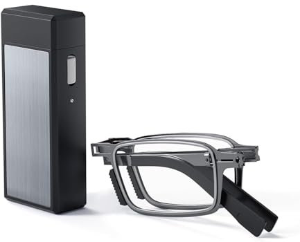 Hubeye Faltbare Lesebrille Metall Klappbar Rechteckig Tragbare Lesehilfe Klein Mini Klassisch Kompakte Anti Blaulicht Brille mit Hartes Brillenetui 1.50