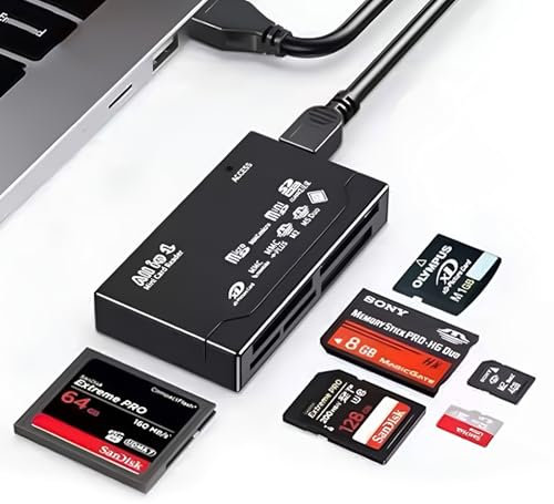 Lector Tarjetas Memoria USB 2.0 Múltiple 6 en 1 para SD SDHC MicroSD MMC CF XD MS M2 Mini SD, Adaptador Múltiple Memoria Todo en Uno con Transferencia de Alta Velocidad Compatible con Windows y Mac