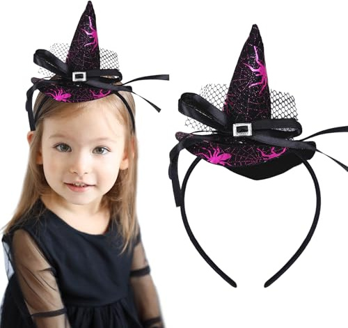 GTYARYUA Haarreif Halloween Kinder, Halloween Haarschmuck Kinder, Spinnennetz, Totenkopf-Dekoration, Haarreif Hexenhut, Geeignet für Festivals, Karneval, Rollenspiele (C)