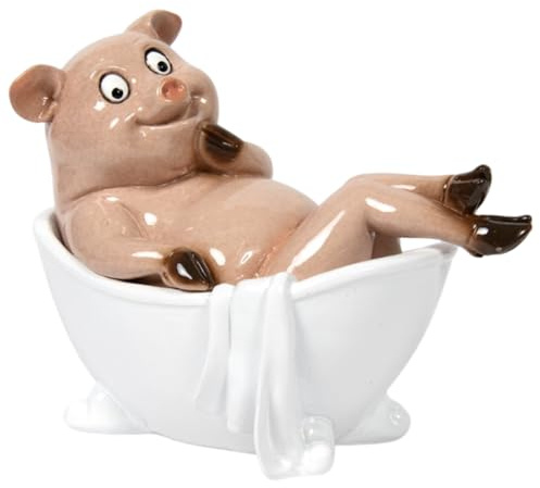 Lesser & Pavey Novelty s Pig Bathtime Decor Figurine | Whimsical Bath Scene, Cute Character, Decorative Shelf Accent, Display Ready Ornament, Ideal for Home and Office Décor