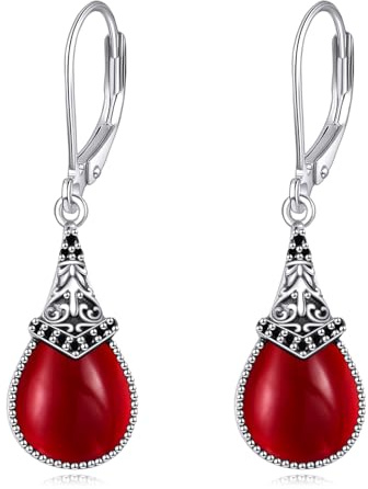 Schwarze Onyx Ohrringe 925 Sterling Silber Schwarze Leverback Tropfen Hängend Ohrringe Vintage Schmuck für Damen Mädchen