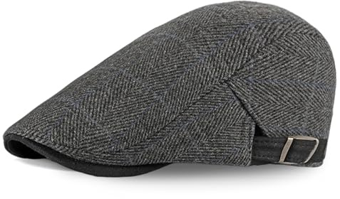 meioro Herren Baumwollmütze, Herringbone Tweed Newsboy Hut Einstellbar Wolle Mischung Hüte Gatsby Cabbie Ivy Caps Flat Cap Verstellbare Gatsby Hat Jagd Fahren Verstellbare Kappe Newsboy Cabbie Beret