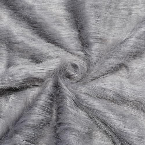 DELORIGIN Grauer Kunstpelzstoff 1x1.6m Plüsch Kunstfell Bastelstoff | Weiches Fellimitat Für Kostüme, Halloween Weihnachtsdekoration, DIY Nähprojekte Kunsthandwerk Dekoration und Handarbeiten
