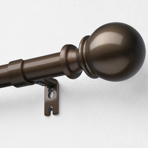 DEFYNEE Gardinenstange Bronze, 80-218cm Vorhangstange Ø25 mm | Ausziehbar, Decken- & Wandmontage, max. 15kg Tragkraft, für Wohnzimmer, Schlafzimmer, Garten, Innen- & Außenbereich