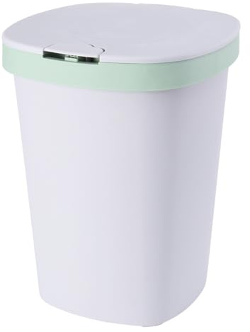 SHINEOFI Poubelle À Bouton-Poussoir 30L Avec Couvercle Carré Vert Poubelle De Cuisine Silencieuse Et Grande Capacité Meuble Pratique Pour Maison Et Bureau