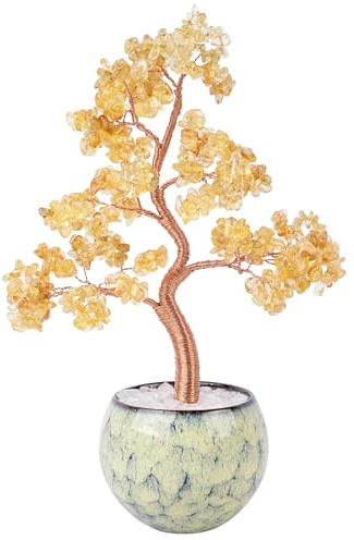 Maitawa Goldfarben Bonsai Baum Größe 24 Zentimeter - Feng Shui für Wohlstand & Glück, Spirituelles Geschenk für Frauen zu Geburtstagen und Raumdekoration