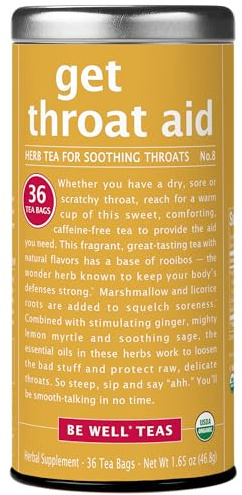 The Republic of Tea — Organic Get Throat Aid Herb Tea Tin, 36 Tea Bags, Naturally Caffeine Free Be Well Tea