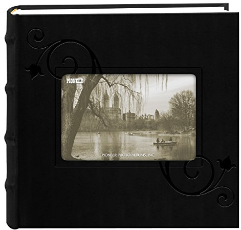 Pioneer Embossed Floral Frame Leatherette Cover Photo Album, Black 4 x 6 inches