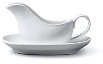 Wm Bartleet & Sons Traditionelle Mini-Sauciere aus Porzellan mit Ständer/Untertasse, 114 ml, Weiß