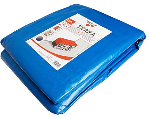Schuller Eh'klar Abdeckplane 6x8m 180g/m² blau/grau, UV stabil Gewebeplane mit Alu-Ösen 1m Abstand Schutzplane für Holz Boote Gartenmöbel Trampolin Auto wasserdicht reißfest wasserabweisend, 46541