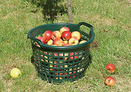 EDE Gartenkorb rund 42 cm, grün, für Äpfel sammeln