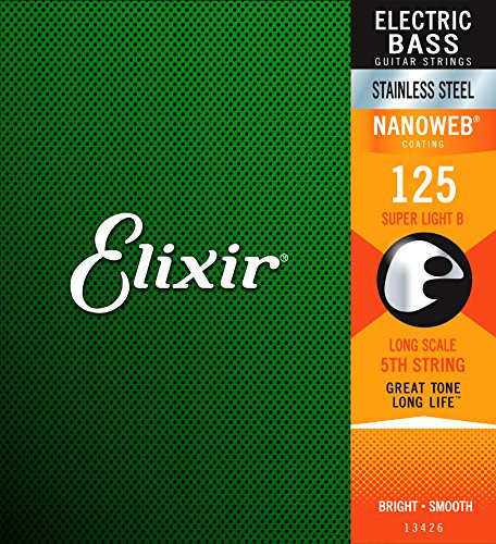 Elixir® Saiten Stainless-Steel 5te E-Basssaite mit NANOWEB® Beschichtung, Long Scale, Super Light (.125)