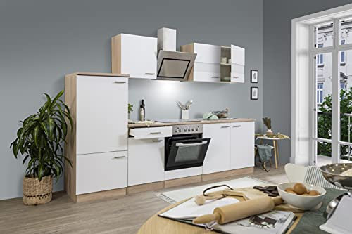Respekta Merle Küchenzeile, Holzwerkstoff, Weiß, 270 cm