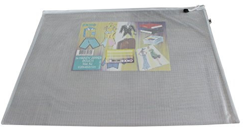 EXXO by HFP 34112 Kleinkrambeutel Mesh Bag Zipp-Beutel A2, 5 Stück, aufgeschweißter Visitenkartentasche mit Papiereinleger und Reißverschluss, weiss milky