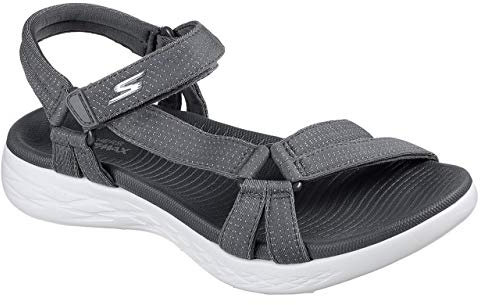 Skechers On-the-go 600 Brilliancy, Sandali Donna, Grigio Charcoal Textile Trim, 38 EU