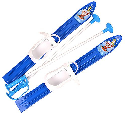 MARMAT SKI Skier Kinder BINDUNG + Stöcken Kinder-SKI Kunststoff 5 Farben 60 cm (Blau)