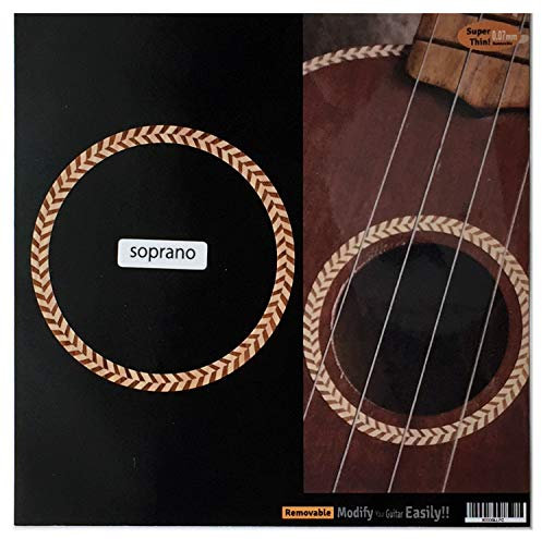 Inlay Sticker für Sopran Ukulelen - Schallloch Rosette/Purfling - Fischgrätenmuster