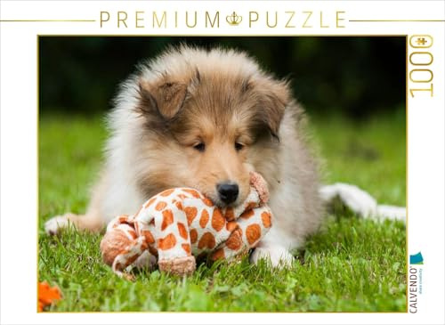 CALVENDO Puzzle Spielender Collie Welpe | 1000 Teile Lege-Größe 64 x 48 cm Foto-Puzzle für glückliche Stunden