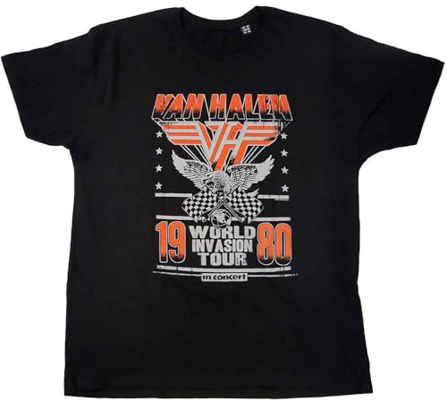 Van Halen T Shirt World Invasion Tour 1980 Band Logo Nue offiziell Herren L