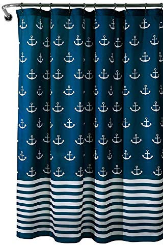 Lush Decor Duschvorhang Anker, 183 x 183 cm, Marineblau