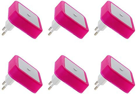 Othmro Plug-in Night Light LED Bed Lights with Auto Dusk-to-Dawn Sensor for Bedroom Kitchen Hallway Red EUR Plug 6Pcs