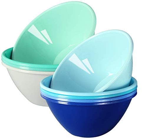 Youngever 9er Set 1000ML Kunststoffschalen, Mehrweg große Müslischalen Salatschalen Suppenschale (Coastal)