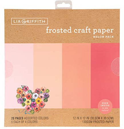 Lia Griffith PLG41101 Satiniertes Bastelpapier, Melonenfarben-Set, 12 x 12, 20 stück