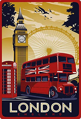 Blechschild 20x30cm gewölbt Reise Plakat London Deko Geschenk Schild