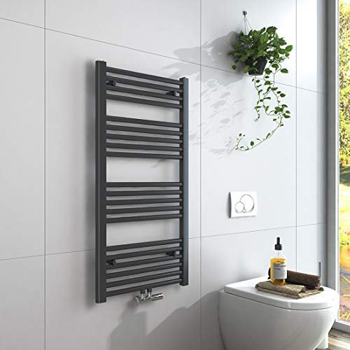 EMKE Handtuchheizkörper 1000x500 mm, Badheizkörper Handtuchhalter Mittelanschluss Handtuchwärmer Handtuchtrockner Heizkörper Bad Handtuchheizung Anthrazit 427W