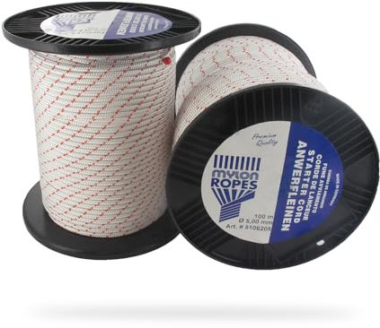 MYLON ROPES - Corde De Lanceur - Diamètre 2,5mm - Qualité Premium - Fabriqué En Allemagne - Pour Tondeuse, Débroussailleuse, Tronçonneuse & Plus - Orange - Rouleau De 100m